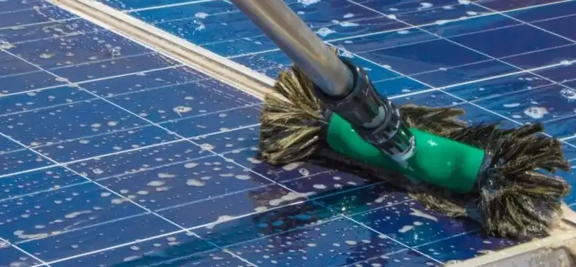 Clean solar panels with a mop